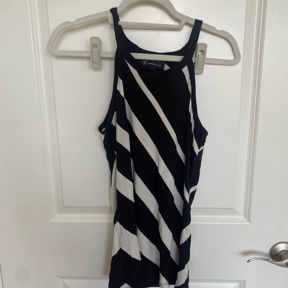 Y2K Black and White Striped Tank Top